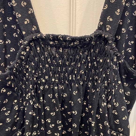 Handmade mini summer dress. Black with small gold anchors. - Picture 4 of 5